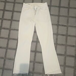 Mother Jeans white insider crop step fray